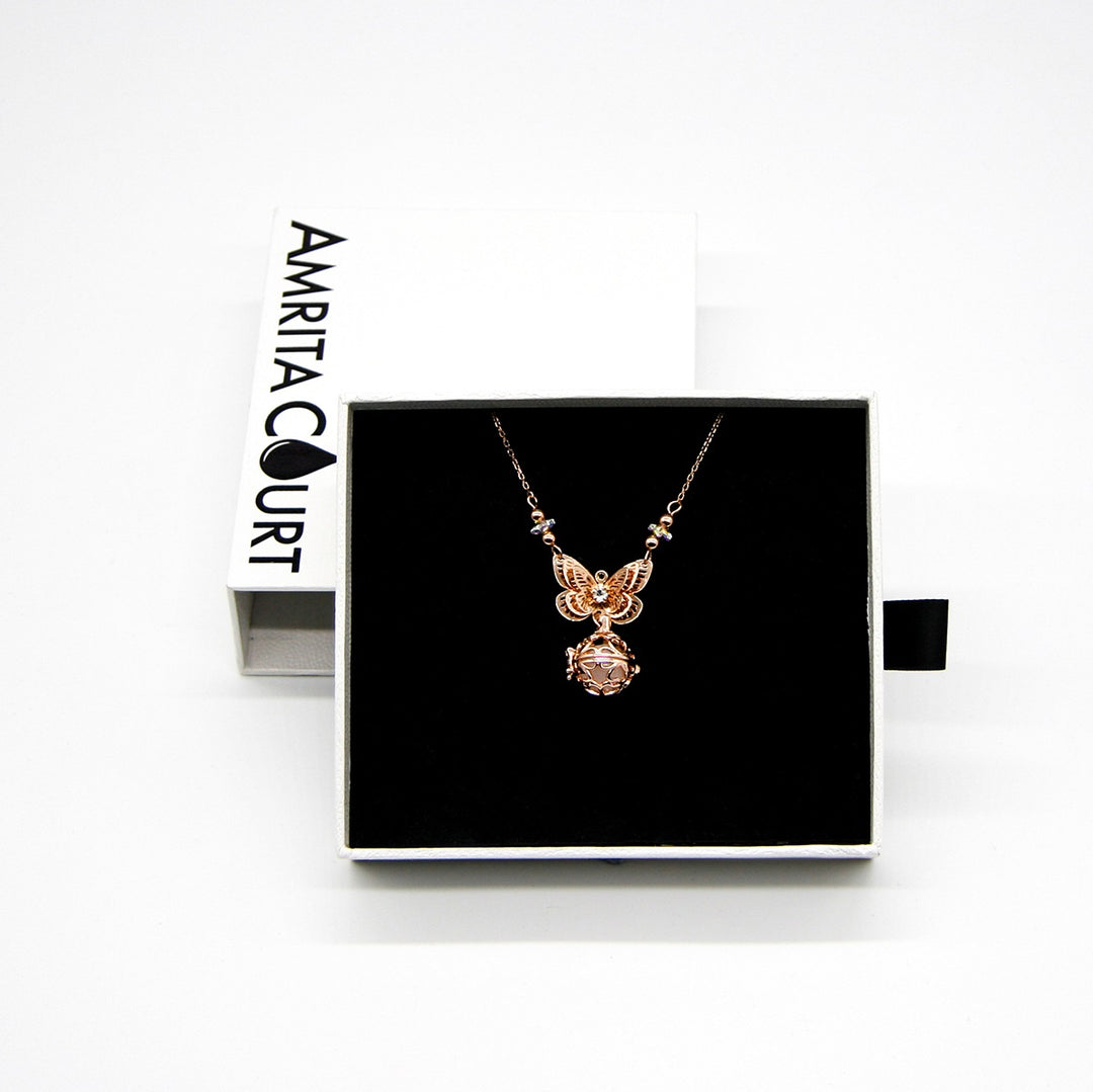 Gift Box - Butterfly Rose Gold Aroma Necklace + Purify Oil Blend V760-GBAJ - 31