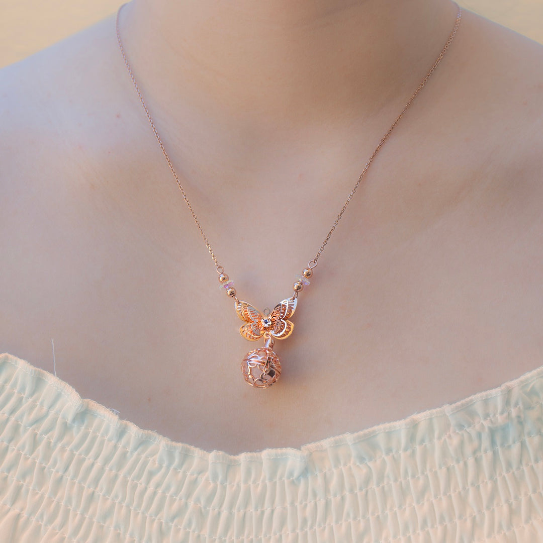 Gift Box - Butterfly Rose Gold Aroma Necklace + Purify Oil Blend V760-GBAJ - 31