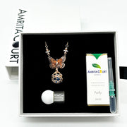 Gift Box - Butterfly Rose Gold Aroma Necklace + Purify Oil Blend V760-GBAJ - 31