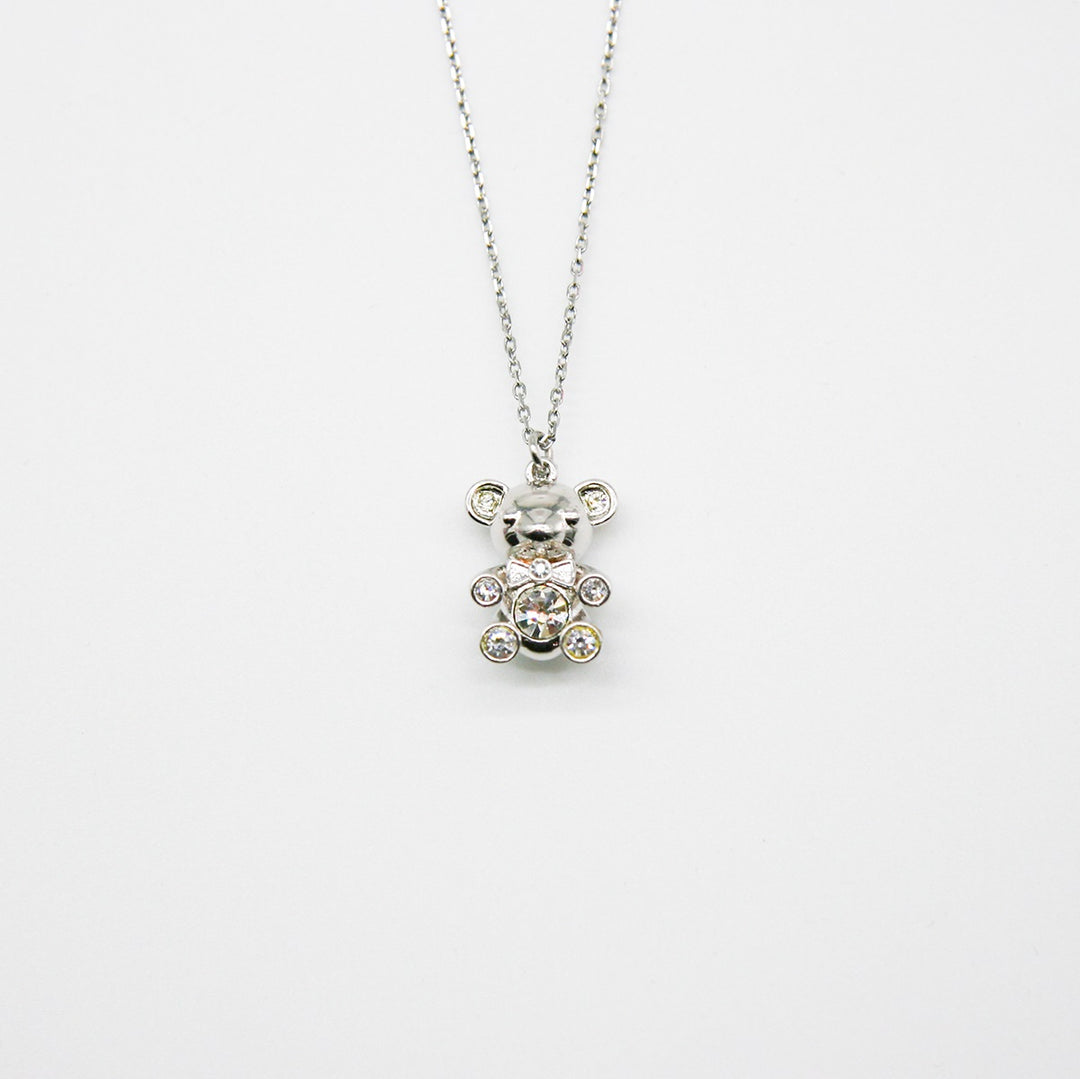 Gift Box - Bear White Gold Aroma Necklace + Purify Oil Blend V760-GBAJ - 32