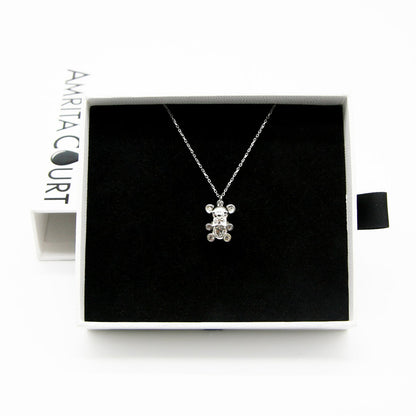 Gift Box - Bear White Gold Aroma Necklace + Purify Oil Blend V760-GBAJ - 32