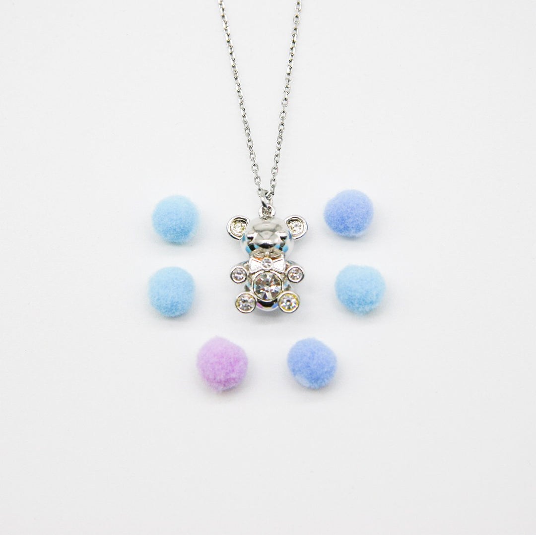 Gift Box - Bear White Gold Aroma Necklace + Purify Oil Blend V760-GBAJ - 32