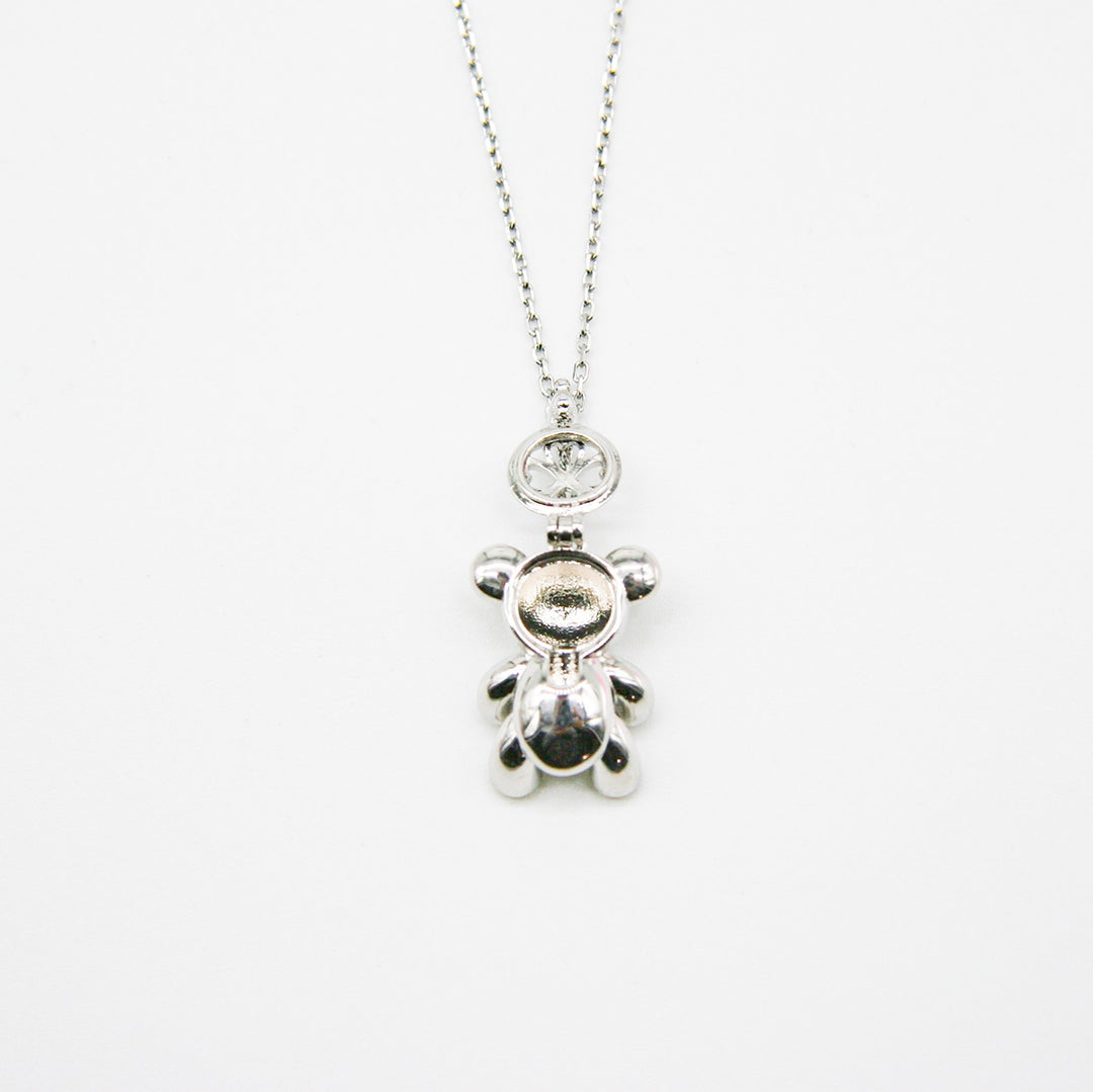 Gift Box - Bear White Gold Aroma Necklace + Purify Oil Blend V760-GBAJ - 32