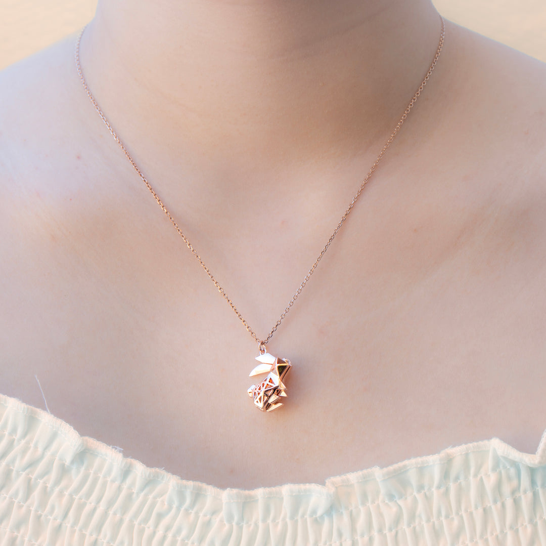 Gift Box - Rabbit Rose Gold Aroma Necklace + Purify Oil Blend V760-GBAJ - 35