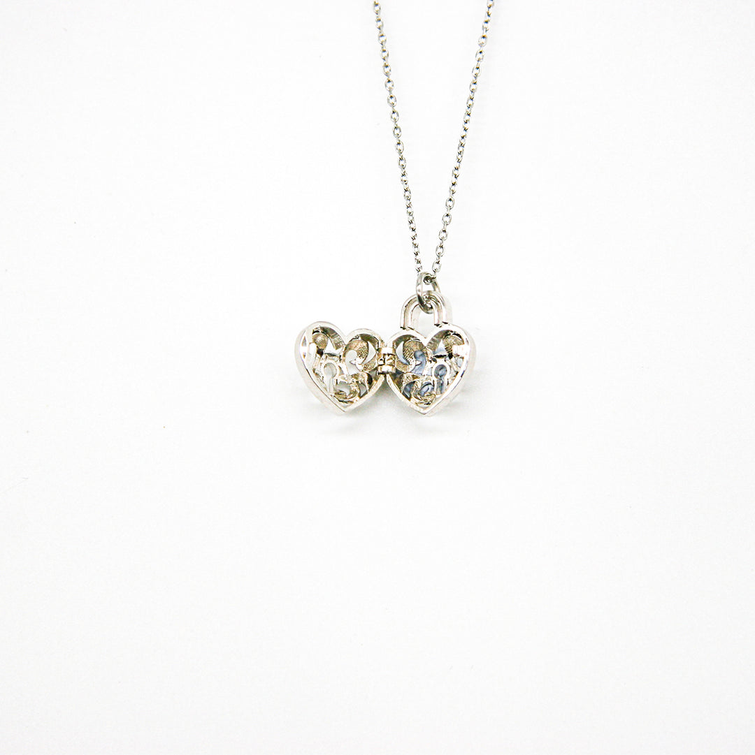 Gift Box - Heart Lock White Gold Aroma Necklace + Purify Oil Blend V760-GBAJ - 36