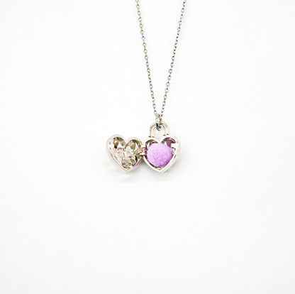 Gift Box - Heart Lock White Gold Aroma Necklace + Purify Oil Blend V760-GBAJ - 36