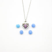 Gift Box - Heart Lock White Gold Aroma Necklace + Purify Oil Blend V760-GBAJ - 36