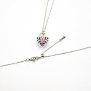 Gift Box - Heart Lock White Gold Aroma Necklace + Purify Oil Blend V760-GBAJ - 36
