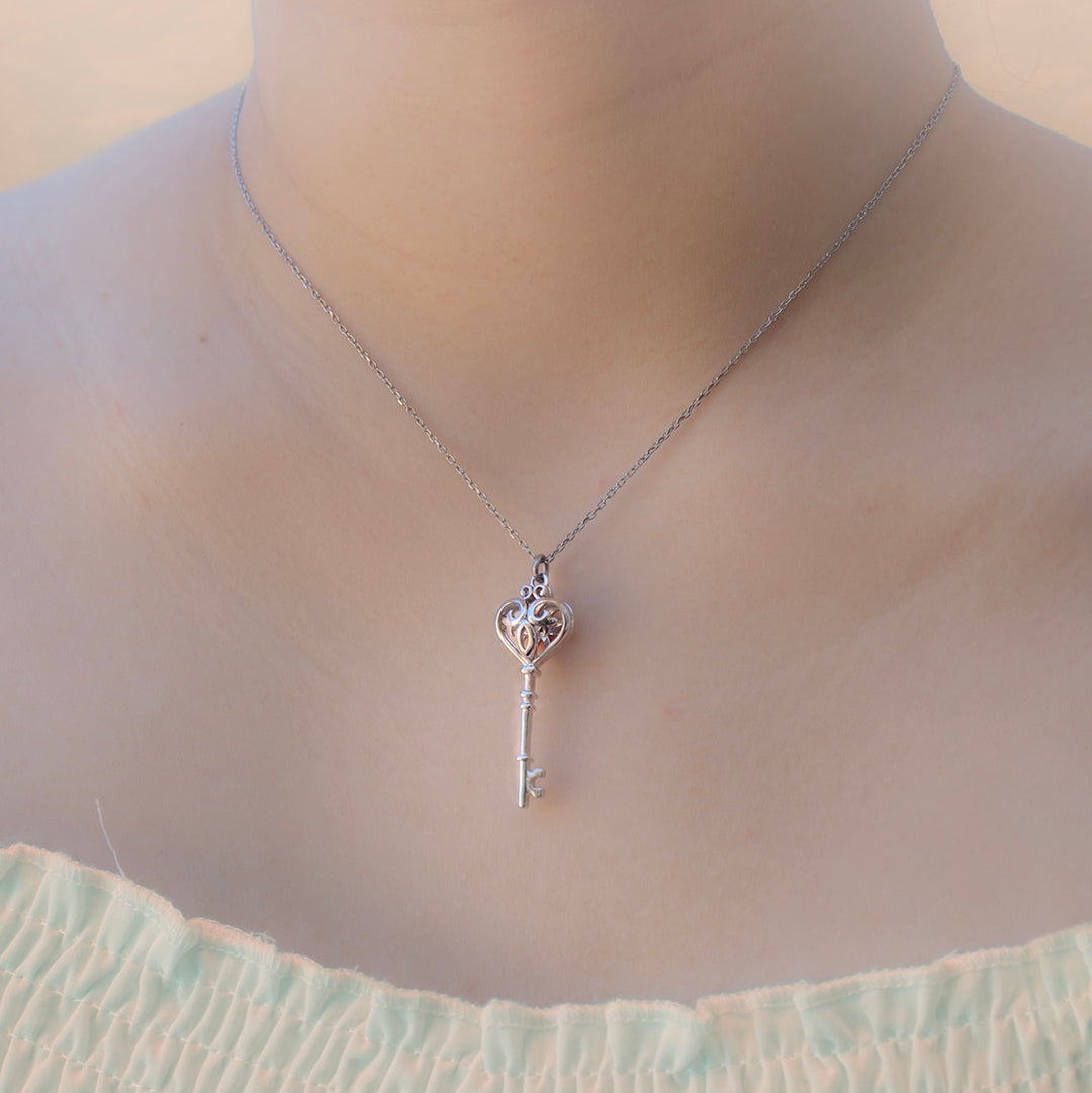 Gift Box - Key White Gold Aroma Necklace + Purify Oil Blend V760-GBAJ - 38