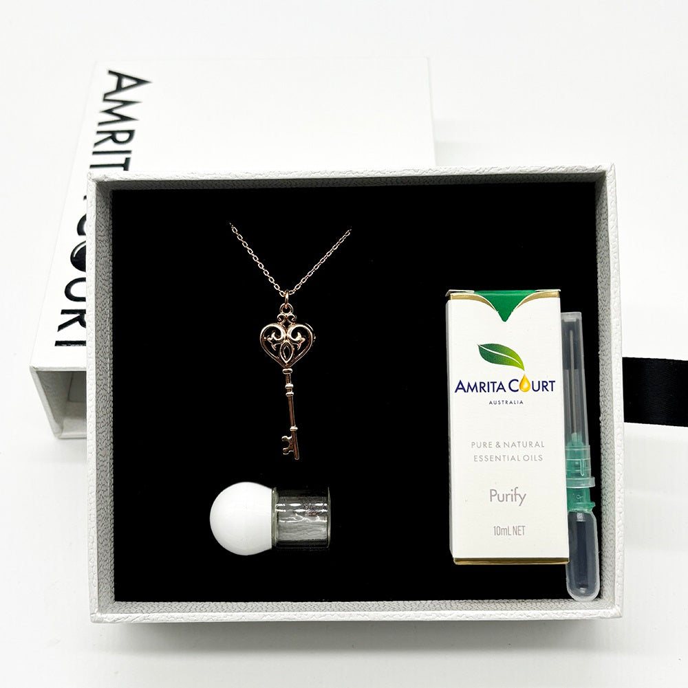 Gift Box - Key Rose Gold Aroma Necklace + Purify Oil Blend V760-GBAJ - 39