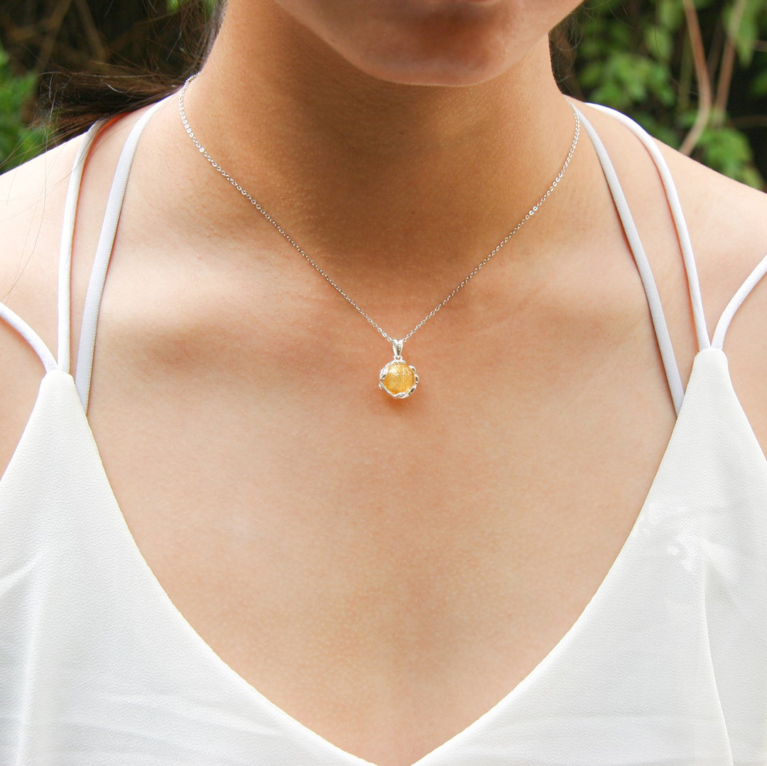 Gift Box - Aroma Necklace White Gold - Planet Jovian Gold (Golden Yellow) + Purify Oil Blend V760-GBAJ - 4