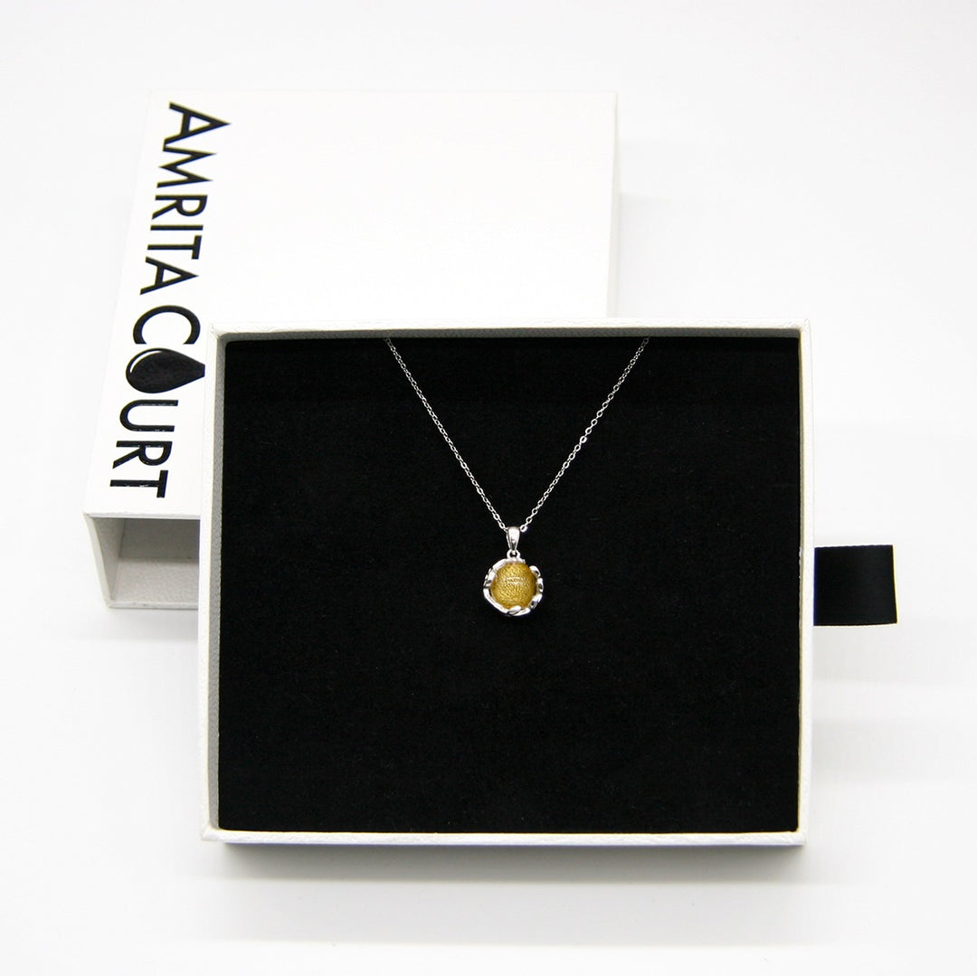 Gift Box - Aroma Necklace White Gold - Planet Jovian Gold (Golden Yellow) + Purify Oil Blend V760-GBAJ - 4
