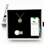 Gift Box - Aroma Necklace White Gold - Planet Jovian Gold (Golden Yellow) + Purify Oil Blend V760-GBAJ - 4