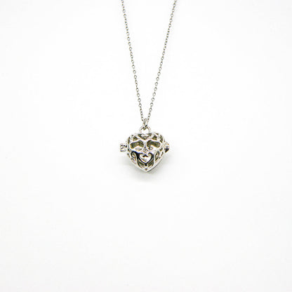 Gift Box - Love Heart White Gold Aroma Necklace + Purify Oil Blend V760-GBAJ - 40