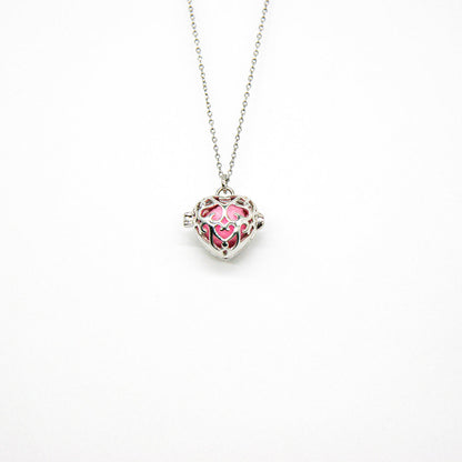 Gift Box - Love Heart White Gold Aroma Necklace + Purify Oil Blend V760-GBAJ - 40