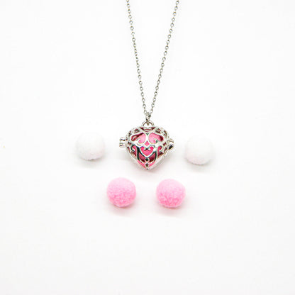 Gift Box - Love Heart White Gold Aroma Necklace + Purify Oil Blend V760-GBAJ - 40