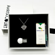 Gift Box - Love Heart White Gold Aroma Necklace + Purify Oil Blend V760-GBAJ - 40