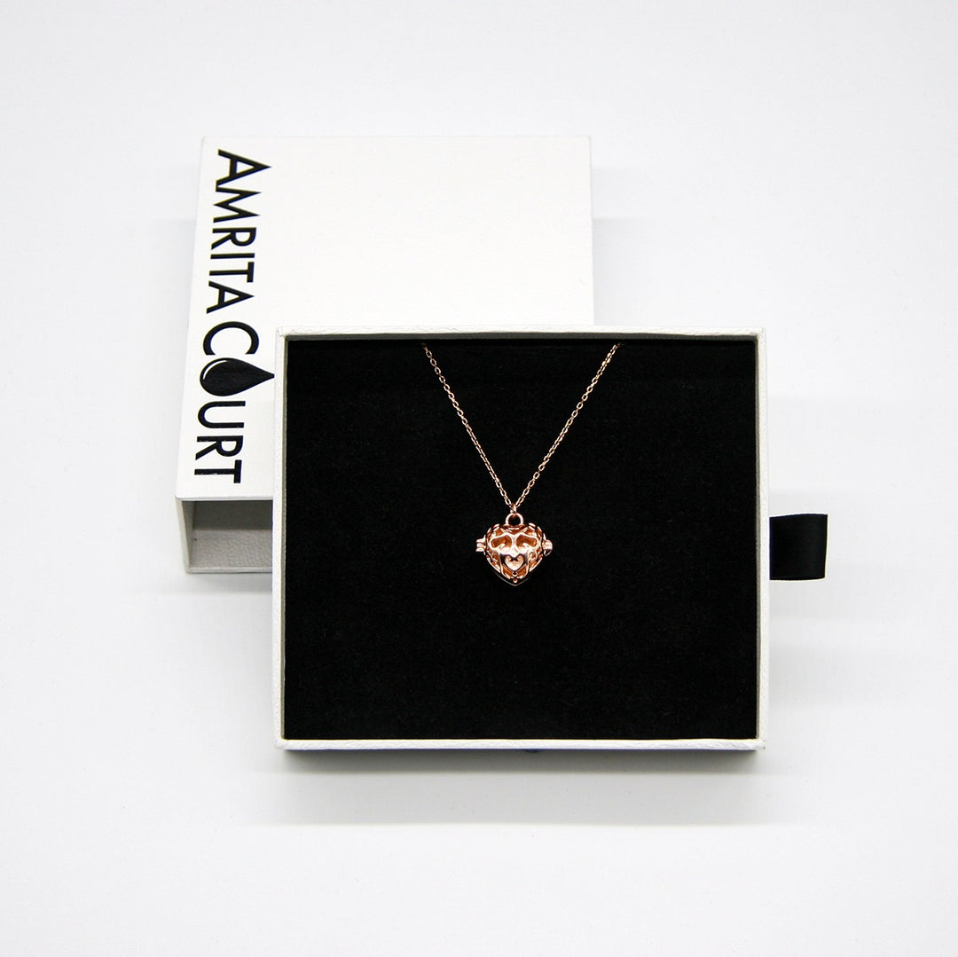 Gift Box - Love Heart Rose Gold Aroma Necklace + Purify Oil Blend V760-GBAJ - 41