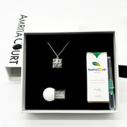 Gift Box - Chest White Gold Aroma Necklace + Purify Oil Blend V760-GBAJ - 42