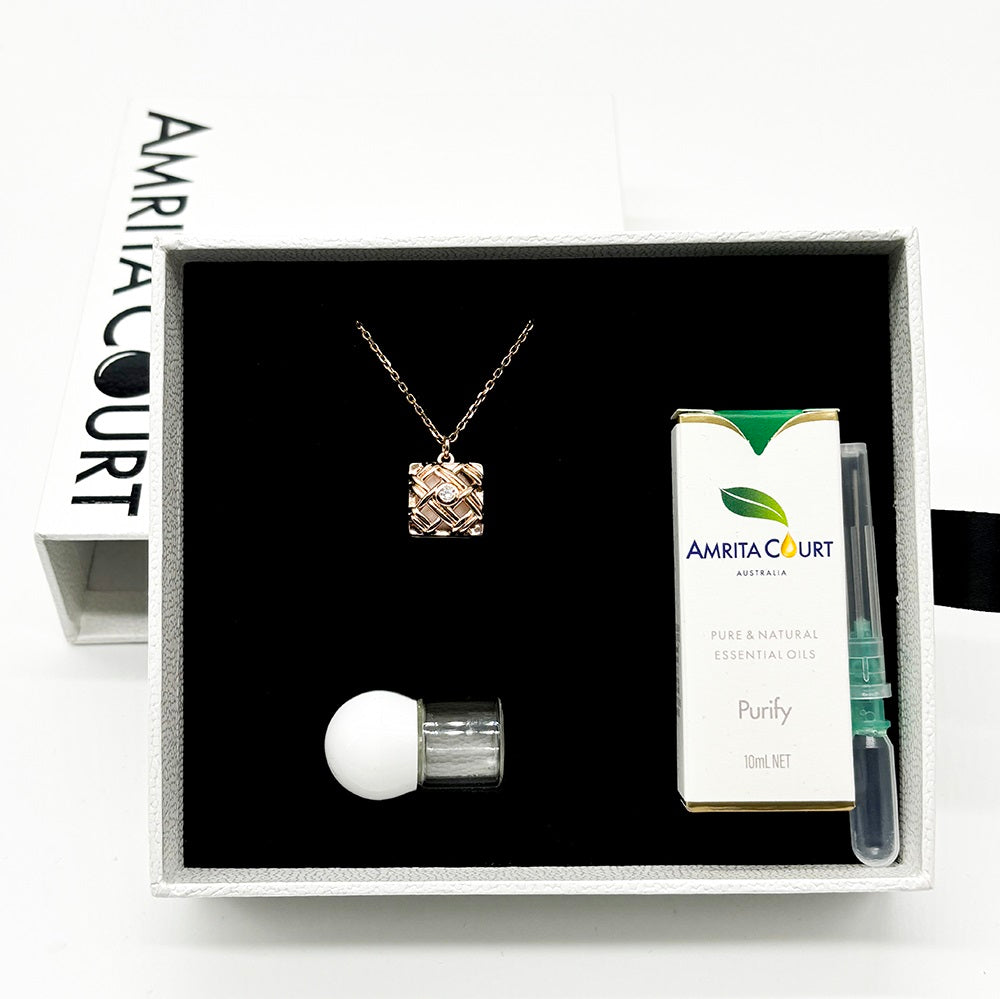 Gift Box - Chest Rose Gold Aroma Necklace + Purify Oil Blend V760-GBAJ - 43