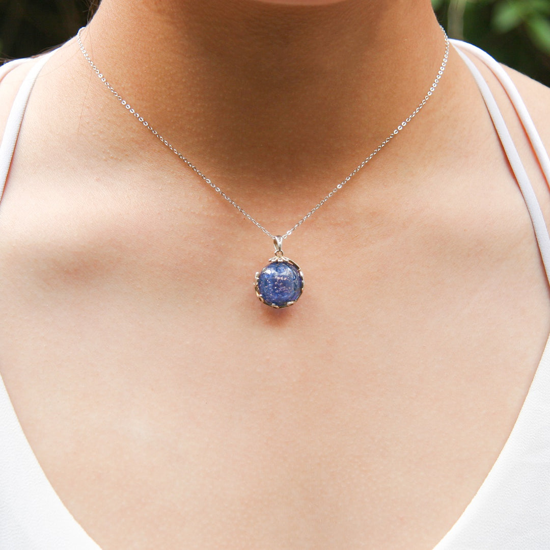 Gift Box - Aroma Necklace White Gold - Planet Celestial Sapphire (Blue) + Purify Oil Blend V760-GBAJ - 6