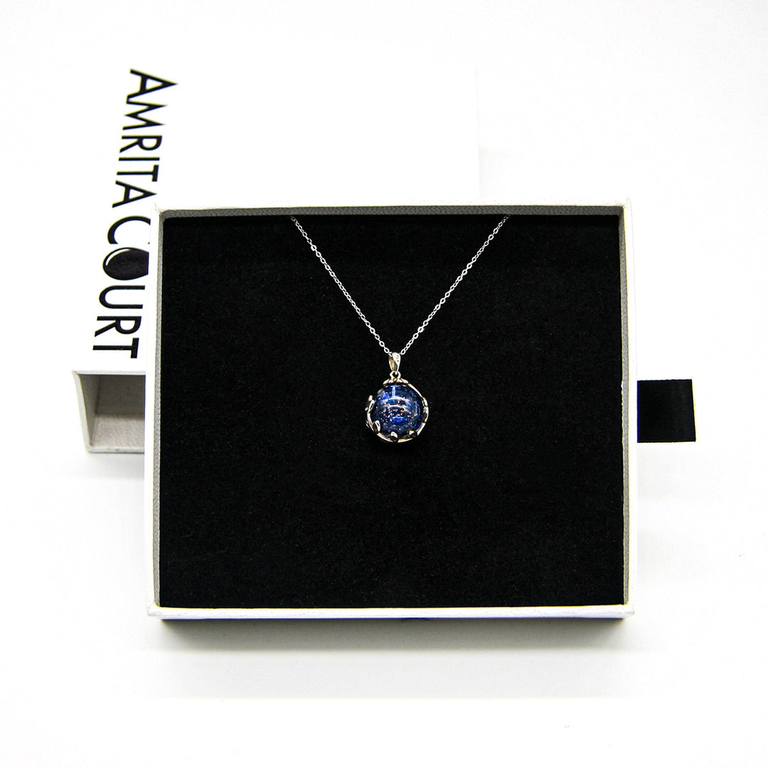 Gift Box - Aroma Necklace White Gold - Planet Celestial Sapphire (Blue) + Purify Oil Blend V760-GBAJ - 6