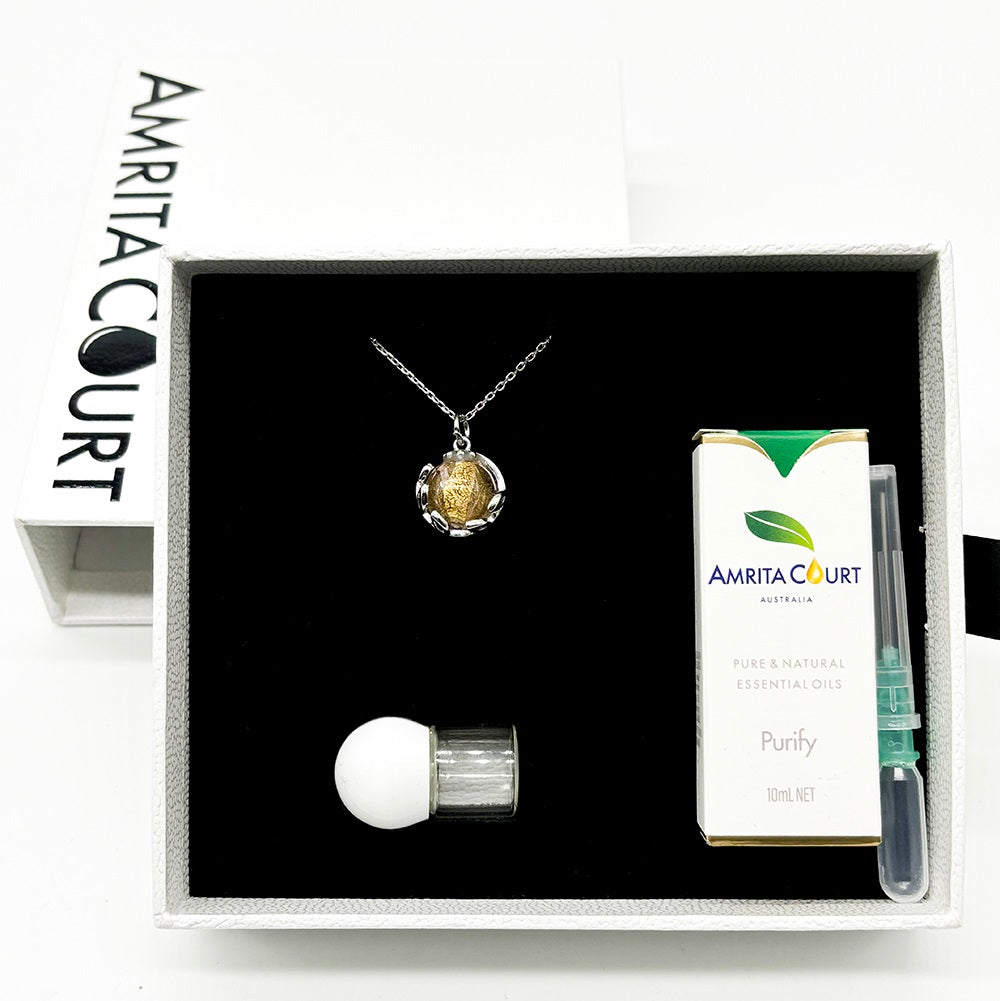 Gift Box - Aroma Necklace White Gold - Planet Nebula Nova (Pink) + Purify Oil Blend V760-GBAJ - 7