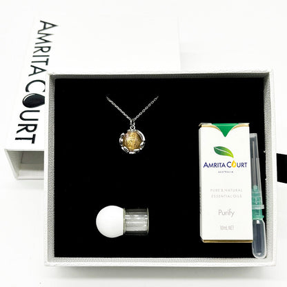 Gift Box - Aroma Necklace White Gold - Planet Nebula Nova (Pink) + Purify Oil Blend V760-GBAJ - 7