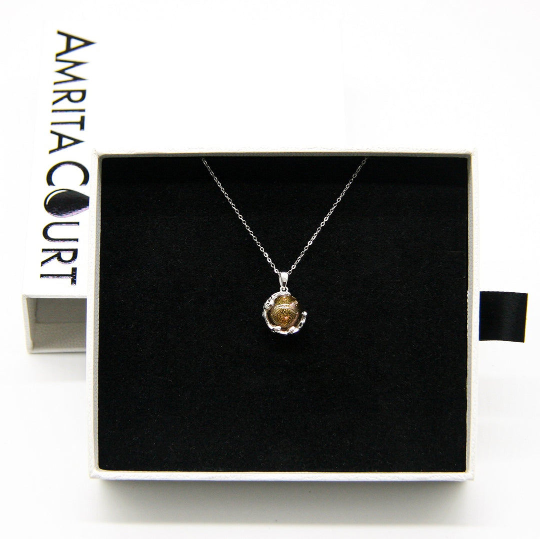 Gift Box - Aroma Necklace White Gold - Planet Plutonian Amethyst (Golden Purple) + Purify Oil Blend V760-GBAJ - 8
