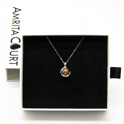 Gift Box - Aroma Necklace White Gold - Planet Plutonian Amethyst (Golden Purple) + Purify Oil Blend V760-GBAJ - 8