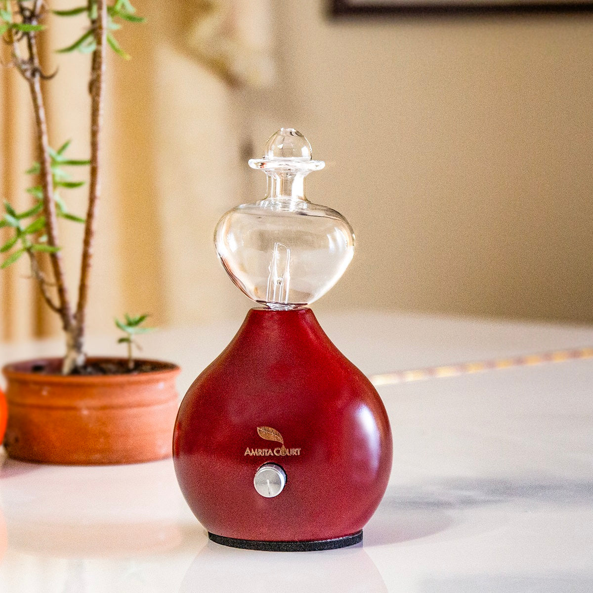 Hour Glass Eco-Friendly Nebuliser Red | Waterless Aroma Diffuser | No Plastics Pure Essential Oil Diffusing V760-N-HOURGLASS-R