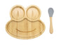 Bamboo Kids Children Baby Plate Bowl & Silicon Suction Cap Base & Spoon - Frog V762-FROGPLATE