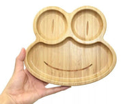 Bamboo Kids Children Baby Plate Bowl & Silicon Suction Cap Base & Spoon - Frog V762-FROGPLATE