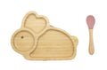 Bamboo Kids Children Baby Plate Bowl & Silicon Suction Cap Base & Spoon - Rabbit V762-RABBITPLATE