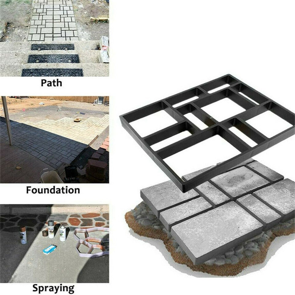 10Grids Garden Paving Brick Patio Concrete Slabs Maker Path Driveway Stone Mould V767-6EJJ26