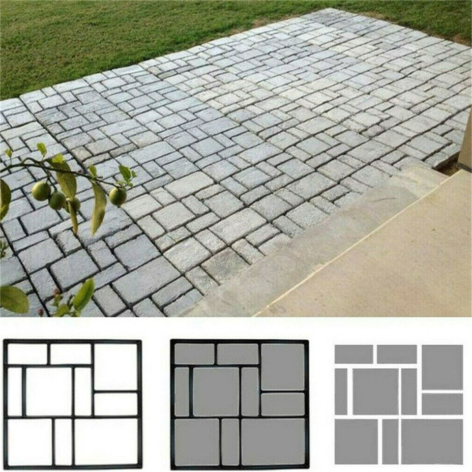 10Grids Garden Paving Brick Patio Concrete Slabs Maker Path Driveway Stone Mould V767-6EJJ26