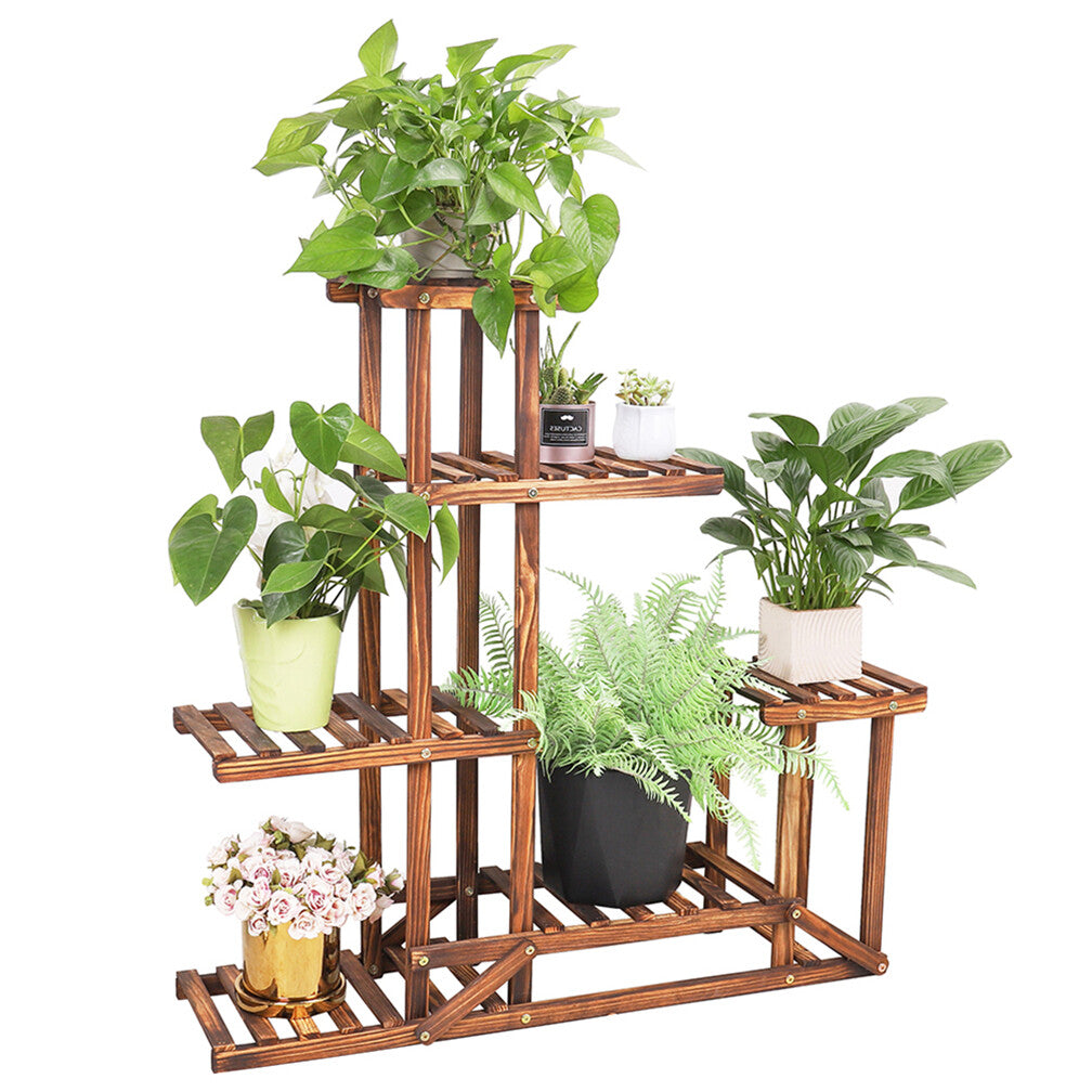 6-Tier Rustic Wooden Step Plant Stand V767-7KHJ03-A