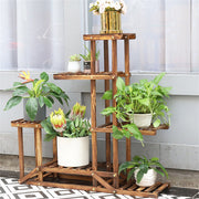 6-Tier Rustic Wooden Step Plant Stand V767-7KHJ03-A