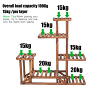 6-Tier Rustic Wooden Step Plant Stand V767-7KHJ03-A