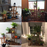6-Tier Rustic Wooden Step Plant Stand V767-7KHJ03-A