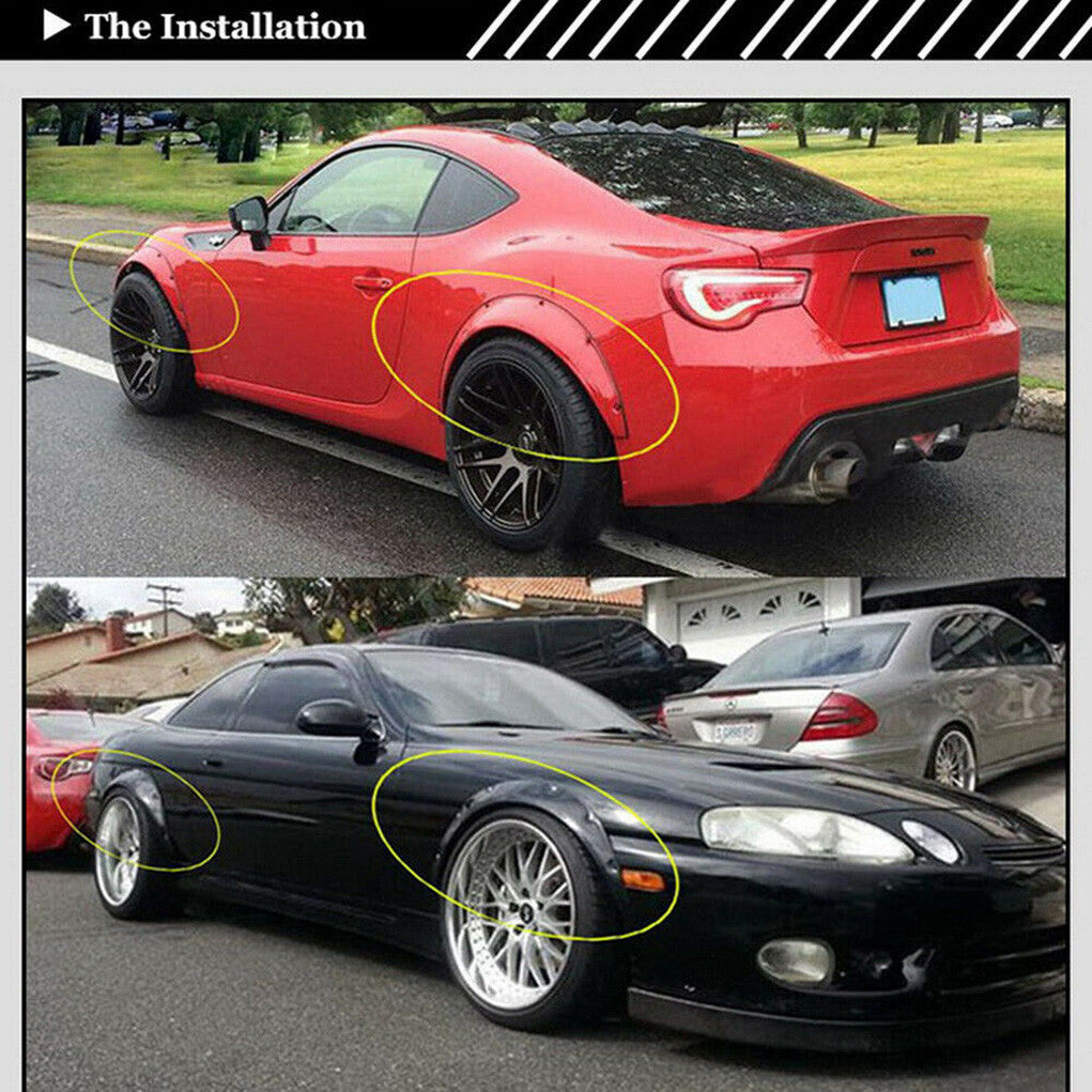 4 Pcs Universal Car Fender Flares Flexible Durable Body Wheel Extra Wide Arches V767-8CDNB01