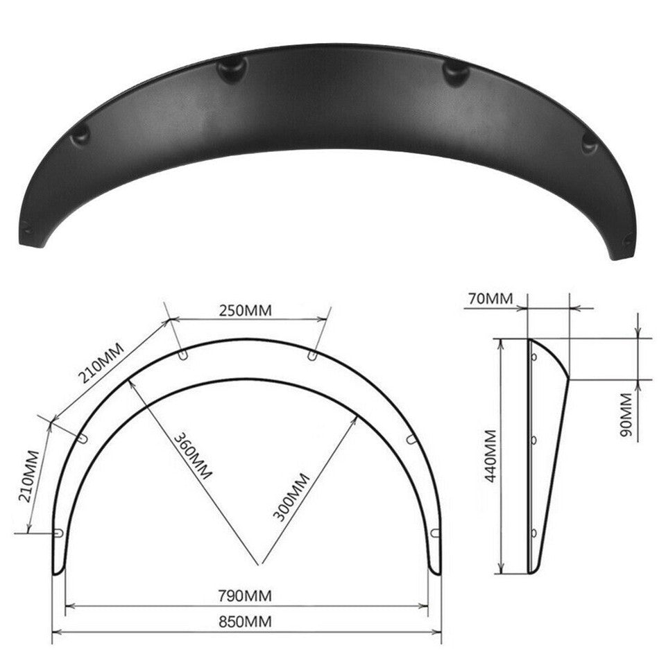 4 Pcs Universal Car Fender Flares Flexible Durable Body Wheel Extra Wide Arches V767-8CDNB01