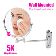 Bath Mirror 5X Magnification Wall Mounted Adjustable Makeup Mirror Arm Extend V767-8LJJ03-NLG