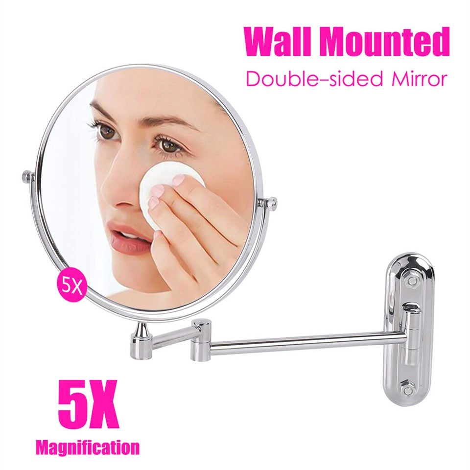 Bath Mirror 5X Magnification Wall Mounted Adjustable Makeup Mirror Arm Extend V767-8LJJ03-NLG