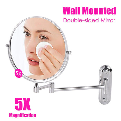 Bath Mirror 5X Magnification Wall Mounted Adjustable Makeup Mirror Arm Extend V767-8LJJ03-NLG