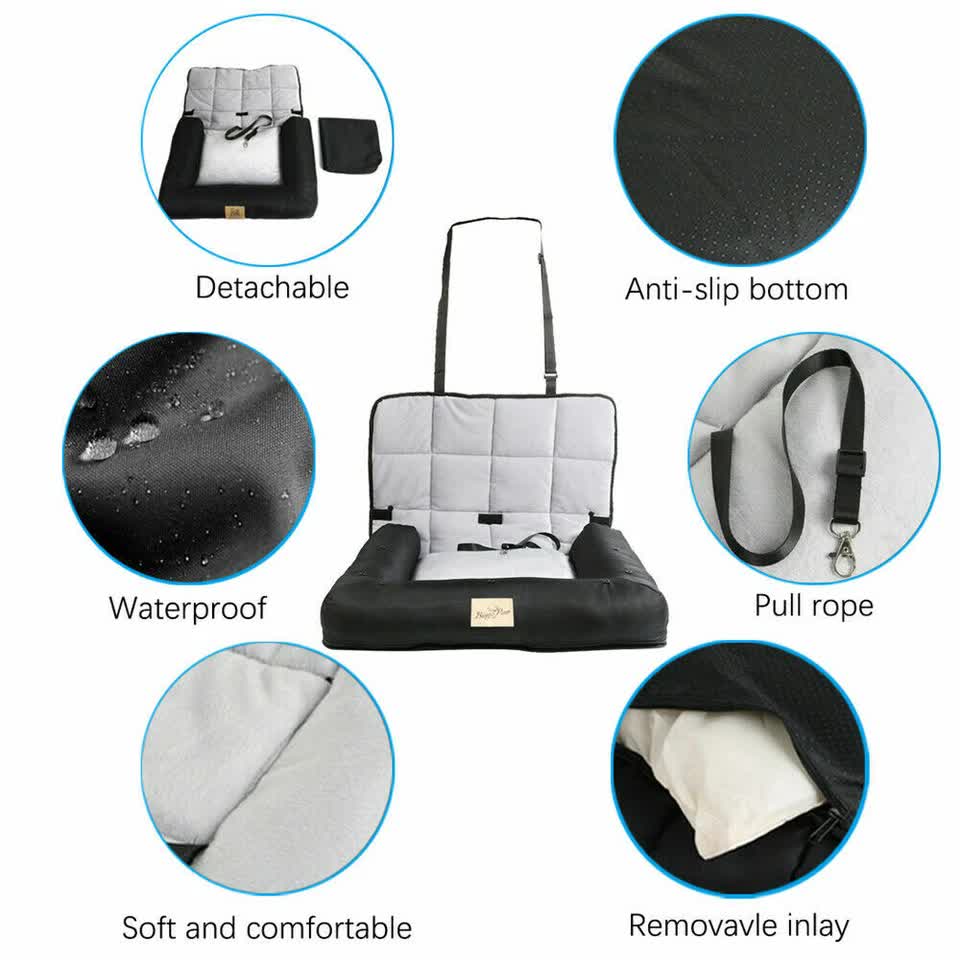 Small Waterproof Dog Car Seat Bed with Safety Belt V767-9LPET01-S-GJ-B