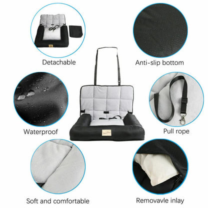 Small Waterproof Dog Car Seat Bed with Safety Belt V767-9LPET01-S-GJ-B