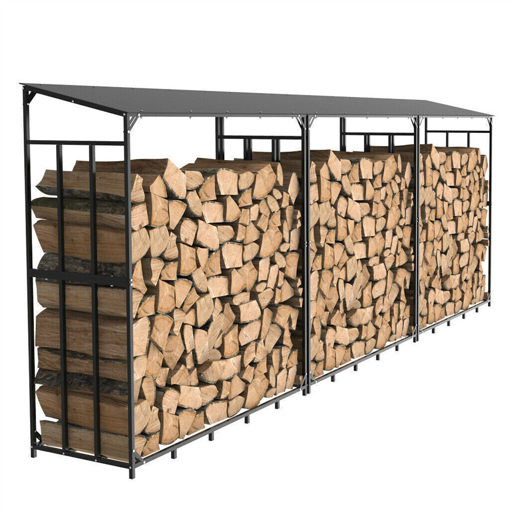 Heavy Duty Firewood Log Rack Large Storage Holder Shed Rack Outdoor Garden Yard V767-CHJ-Z83-V1