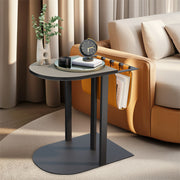 Luxury C Shaped End Table Small Accent Table Faux Leather Top With Storage Bag V767-CJ-X119
