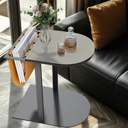Luxury C Shaped End Table Small Accent Table Faux Leather Top With Storage Bag V767-CJ-X119